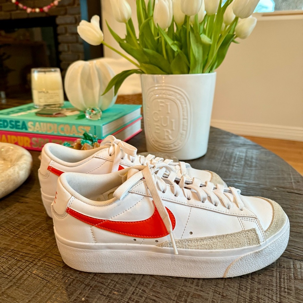 Nike blazer low platform sneaker in orange